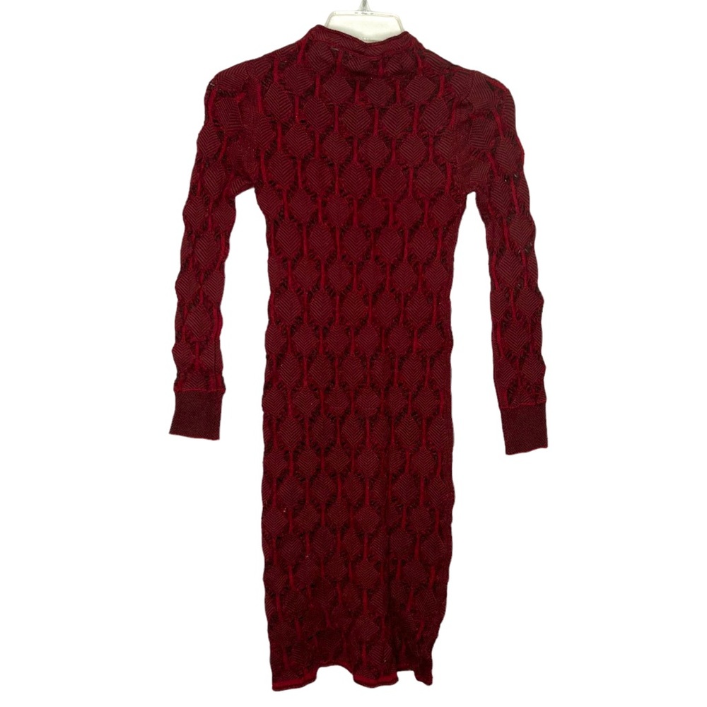 Thakoon Burgundy Open Knit Wool Sweater Midi Dress M Savannah Guthrie - Picture 5 of 9